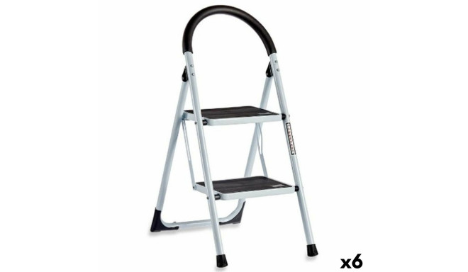 Folding ladder White Black Grey Metal 38 x 50 x 84 cm (6 Units)