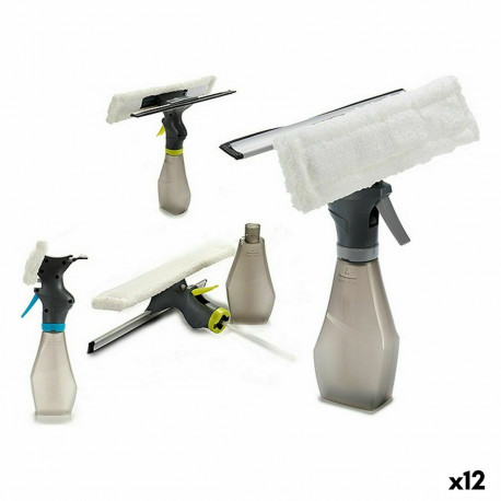 Logu Tīrītājs Komplektā ar Izsmidzinātāju Dubultā Plastmasa 26 x 27,5 x 26 cm (12 gb.)