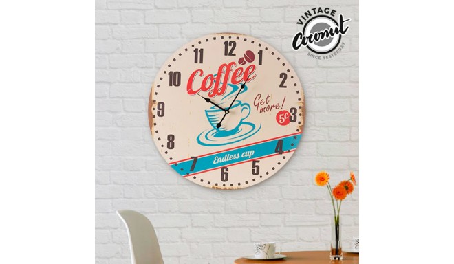 Vintage Coconut Coffee Cup Wall Clock