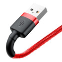 Kaabel USB2.0 pistik - IP-Lightning, 0.5m, QC3.0, 2.4A, nailonist, punane / must, BASEUS