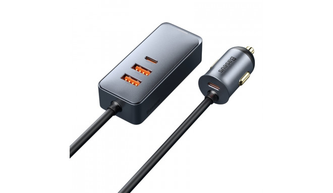 Auto kiirlaadija pikendusjuhtmega 12-24V 120W 2xUSB + 2xUSB-C, hall
