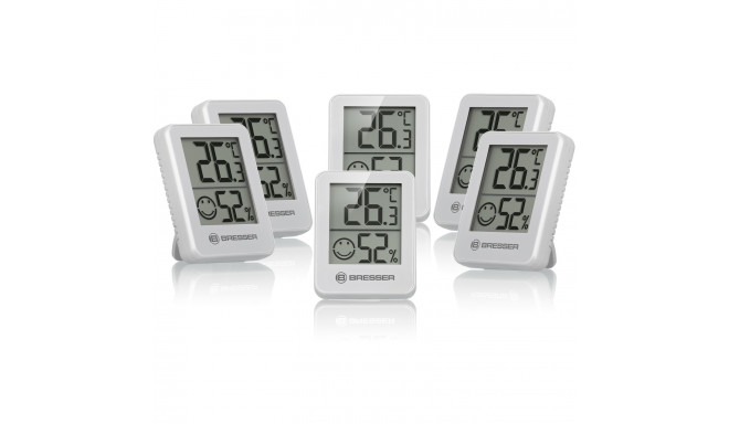 BRESSER Temeo Hygro Indikaator 6-osaline komplekt Thermo-/Hügromeetri valge