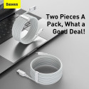 BASEUS cablel USB to Type C 2,4A Simple Wisdom TZCATZJ-02 1,5 meter white 2 pcs in set