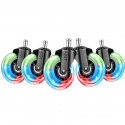 L33T Rubber Casters, 3", RGB, 5tk, must - Mänguritooli rattad