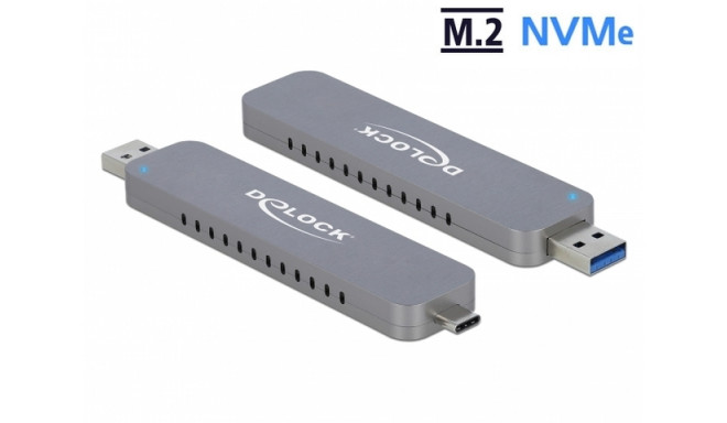 EXTERNAL SSD ENCLOSURE DELOCK M.2 NVME USB-C 3.1/USB-A GEN 2 SILVER