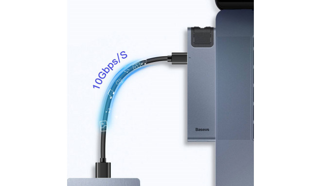 Baseus CAHUB-L0G 7 in 1 Dock Station For MacBook | HDMI | 2 x USB 3.0 | USB-C | RJ45 | SD | Micro SD