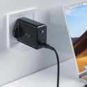 Acefast GaN charger (UK plug) 2x USB Type C 50W, Power Delivery, PPS, Q3 3.0, AFC, FCP black (A32 UK
