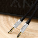 Stereo audio kabel Baseus Yiven M30 AUX 3,5 mm samec mini jack 1,5 m stříbrno-černý (CAM30-CS1)