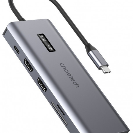 Choetech multifunctional HUB with display 12in1 USB-C to USB-C / USB-A / HDMI / VGA / AUX / SD / TF