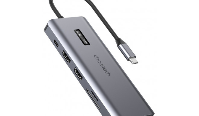Choetech multifunctional HUB with display 12in1 USB-C to USB-C / USB-A / HDMI / VGA / AUX / SD / TF 