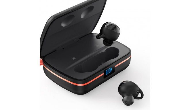 Choetech TWS wireless headphones waterproof with solar panel and built-in 2500mAh powerbank black (B
