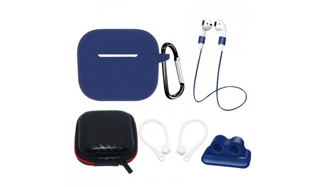 AirPods 3 Silicone Case Set + Case/Ear Hook/Neck Strap/Watch Strap Holder/Carabiner Clasp - blue