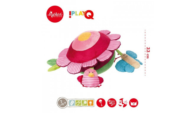 Sigikid - Aktywizująca miękka piłka z wypustkami owady na łące z grzechotką (14 x 22 x 22 cm)