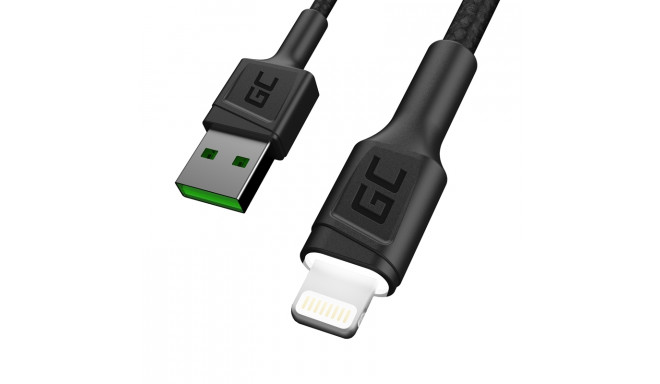 Green Cell Ray - Kabel Przewód USB - Lightning 200cm z białym podświetleniem LED, szybkie ładowanie 