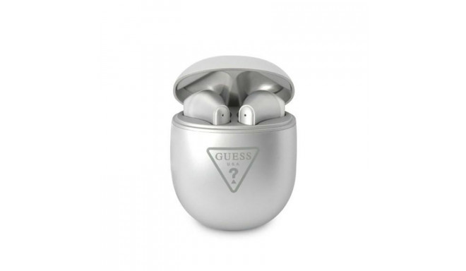 Guess Triangle Logo - TWS Earphones + Docking Station (Silver)