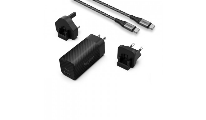 Energizer Ultimate - Ładowarka sieciowa podróżna Multiplug EU / UK / US GaN USB-C & USB-A 65W PD + K