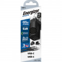 Energizer Ultimate - Multiplug EU / UK / US GaN USB-C & USB-A 65W PD mains charger + USB-C cable (Bl