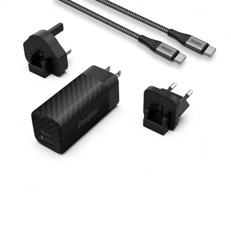 Energizer Ultimate - Ładowarka sieciowa podróżna Multiplug EU / UK / US GaN USB-C & USB-A 90W PD + K