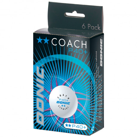 Table tennis ball DONIC P40+ Coach 2 star 6 pcs White