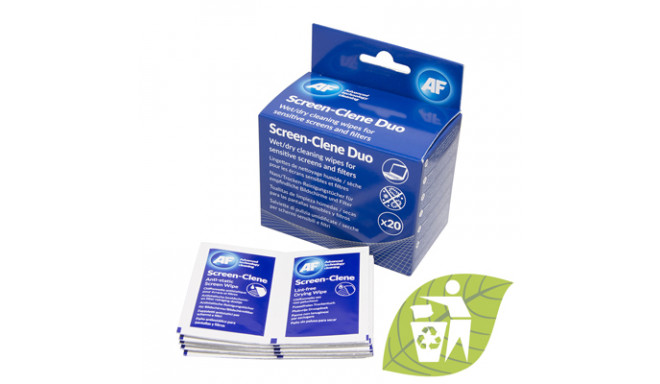 Screen-Clene Duo wipes - Screen cleaning wet/dry wipes 20psc AF