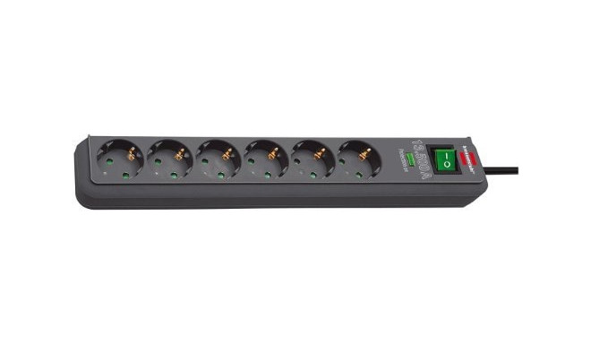 Brennenstuhl Eco-Line sockets 6-fold - anthracite 13.500A surge protection