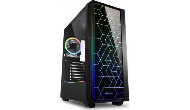 Sharkoon RGB LIT 100 tower case (black, front and side panel of tempered glass)