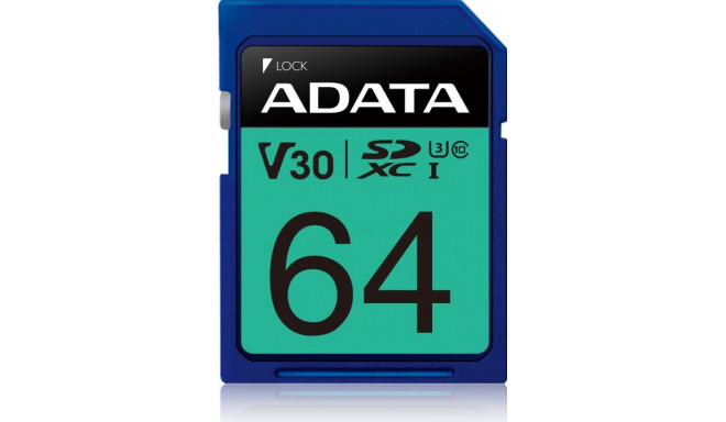 ADATA Premier Pro 64 GB SDXC, memory card (UHS-I (U3), Class 10, V30)