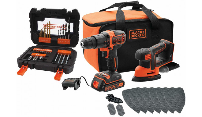 BLACK DECKER + 18V Combo Kit BCK23S1SA41: Cordless Hammer + Cordless Mouse (black / orange, Li-ion b