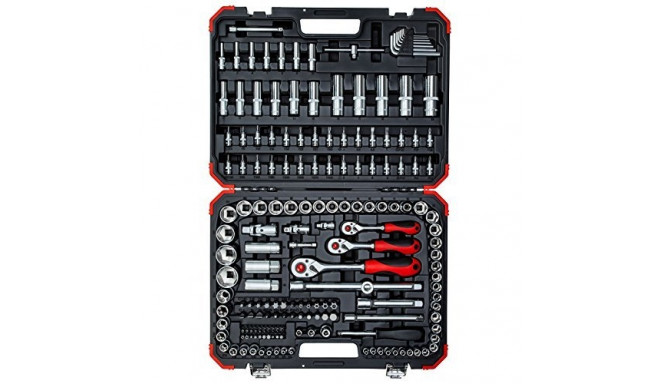 Gedore Red socket set, 1/4 "+ 3/8" + 1/2 ", 172 pieces (red / black, with 3 lever Ratchet)