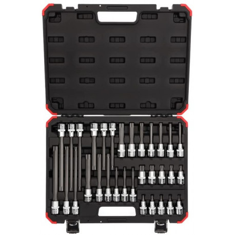 GEDORE Red screwdriver socket set, 1/2 (black/red, 32 pieces, TORX, in case) 3301577