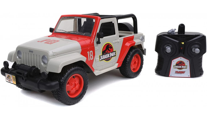 Jada Toys Jurassic Park RC Jeep Wrangler (grey/red, 1:16)