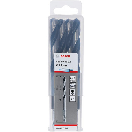Bosch twist drill HSS PointTeQ Hex, O 12mm (5 pieces, working length 101mm)