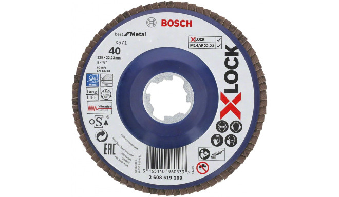 Bosch X-LOCK serrated lock washer X571 Best for Metal, O 125mm, grinding disc (K80, straight version