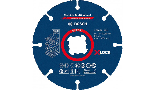 Bosch EXPERT X-LOCK Carbide MultiWheel cutting disc, O 115mm (for small angle grinders)