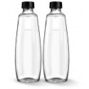 SodaStream glass bottle DUO, 1 liter, pack of 2, jug (transparent/black, for DUO bubbler)