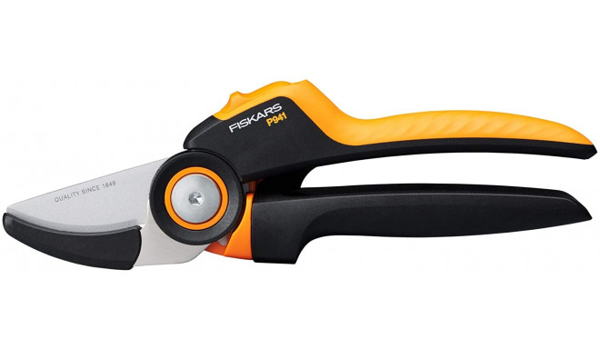 Fiskars PowerGear P941 rolling handle pruning shears (black/orange, anvil shears)