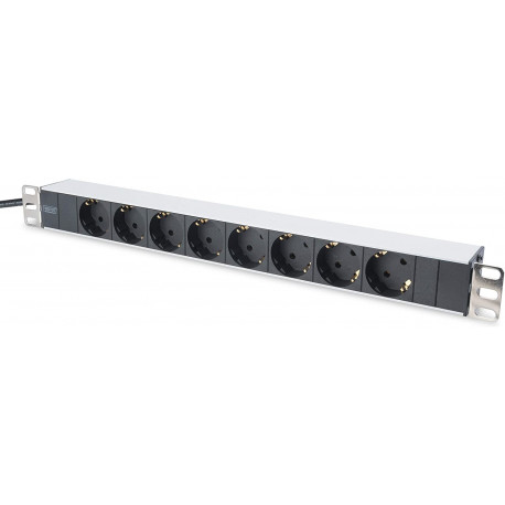 Brennenstuhl Alu-Line 10 4-way, power strip (black/silver, 1U)