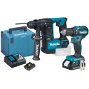 Makita Cordless combo kit DLX2454AJ, drill driver + rotary hammer, 18V (blue/black, 2x Li-ion batter