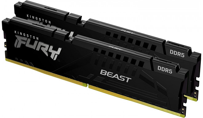 Kingston FURY DDR5 - 32GB - 5600 - CL - 36 - Dual Kit, memory (black, KF556C36BBEK2-32, Fury Beast )