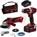 Einhell Tool set TE-TK 18/2 Li Kit (red/black, Cordless drill driver and Cordless angle grinder, Li-