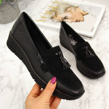 Rieker W RKR395 black wedge shoes (42)