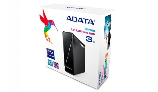 Adata External HDD Media HM900 3.5inch 3TB USB 3.1, TV Recording functions, Blac