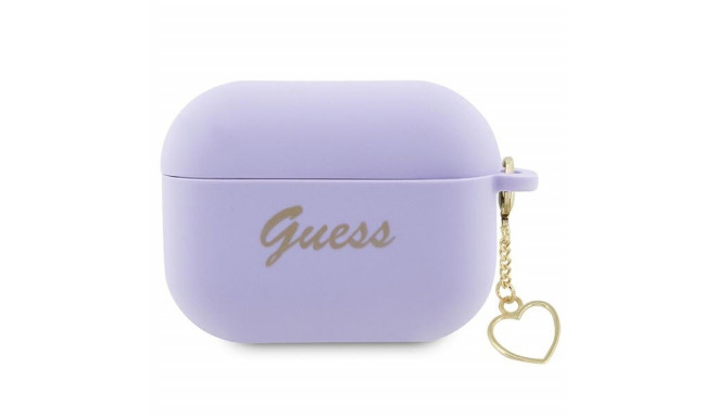 Guess case for AirPods Pro 2 GUAP2LSCHSU purple Silicone Heart Charm