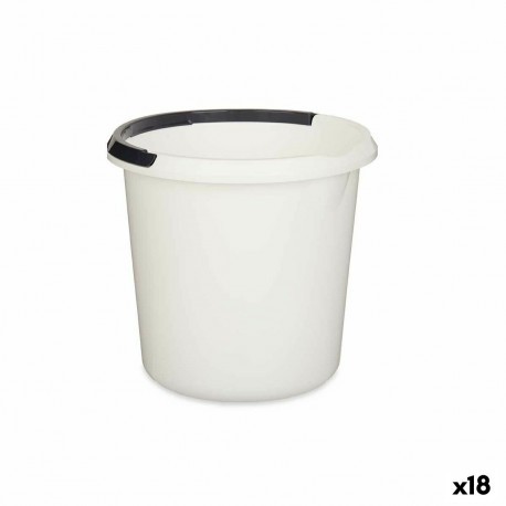 Bucket with Handle 1310-W 1310-W White Anthracite 10 L 30 x 28,5 x 30 cm (18 Units)