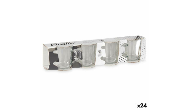 Piece Coffee Cup Set Transparent Glass 80 ml (24 Units)