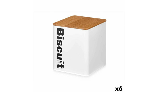 Biscuit and cake box White Metal 13,7 x 16,5 x 14 cm (6 Units)