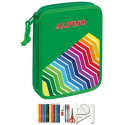 Double Pencil Case Alpino Green Multicolour 32 Pieces 4 Units