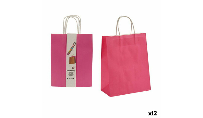 Set of Bags Paper Pink 11 x 36 x 21 cm (12 Units)