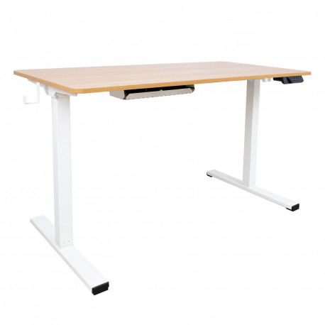 Töölaud ERGO 1-mootoriga 120x60xH73-121cm, tamm/valge
