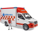 Bruder MB Sprinter ambulance with driver, model vehicle (red/white)